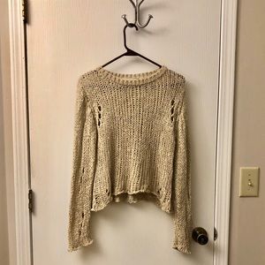 Open knit distressed style sweater